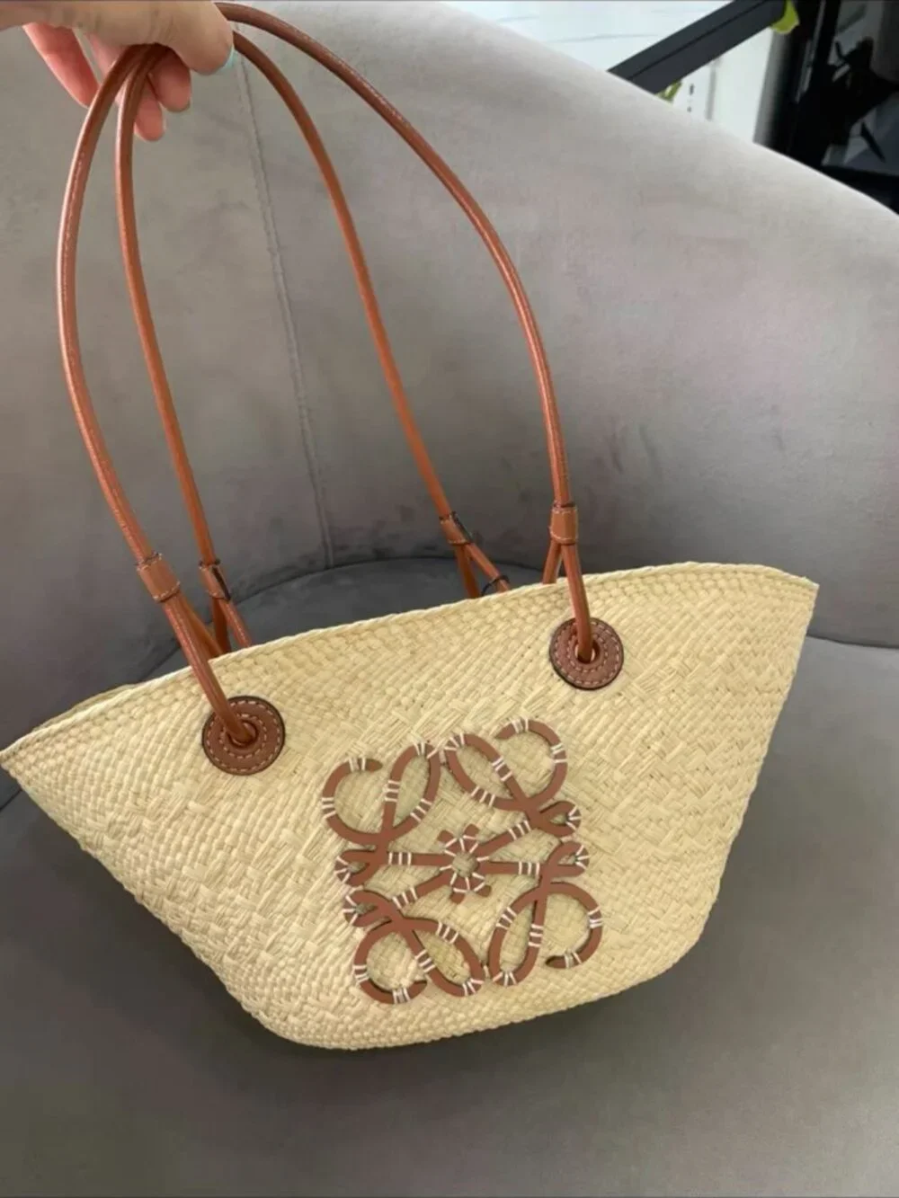 Loewe Anagram Raffia Straw Large Tote Bag